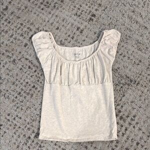 Brandy Melville Cream Puff Sleeve Ruched Blouse